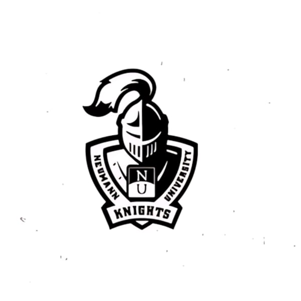 Neumann University Knights logo featuring a knight's helmet and shield in black and white.