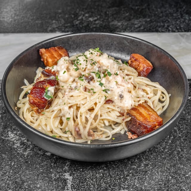 Bacon Lobster Alfredo.